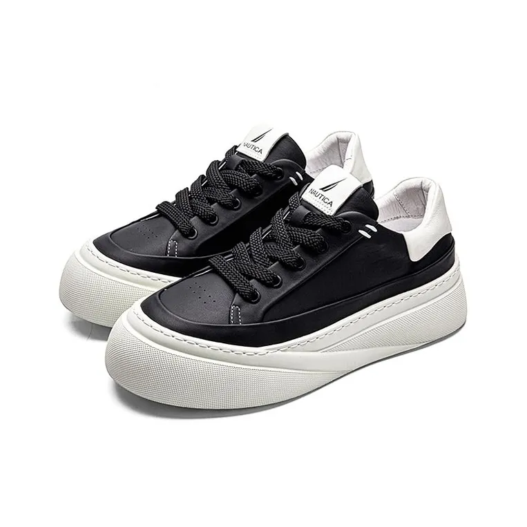 NAUTICA Ripple Classic American Vintage Anti Slip And Wear Resistant Balance Low Top Skateboard Shoes Men's Black-0