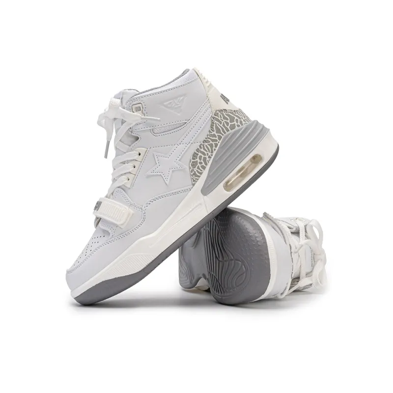 SHUXIAOBEI Coverage Anti Slip And Wear Resistant High Top Skateboard Shoes Unisex White Gray-3