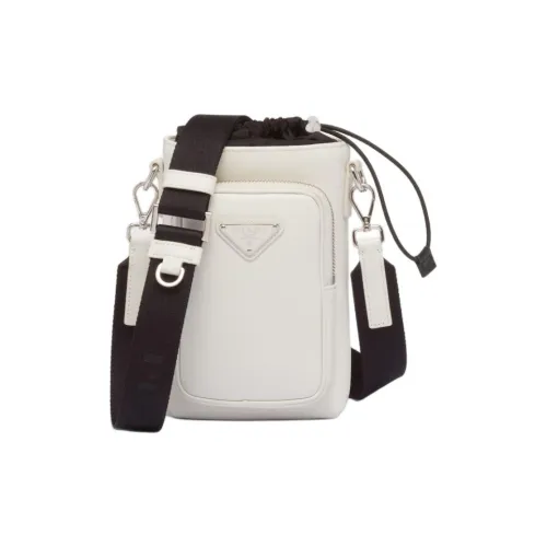PRADA Leather Cell Phone Pouch Men's White