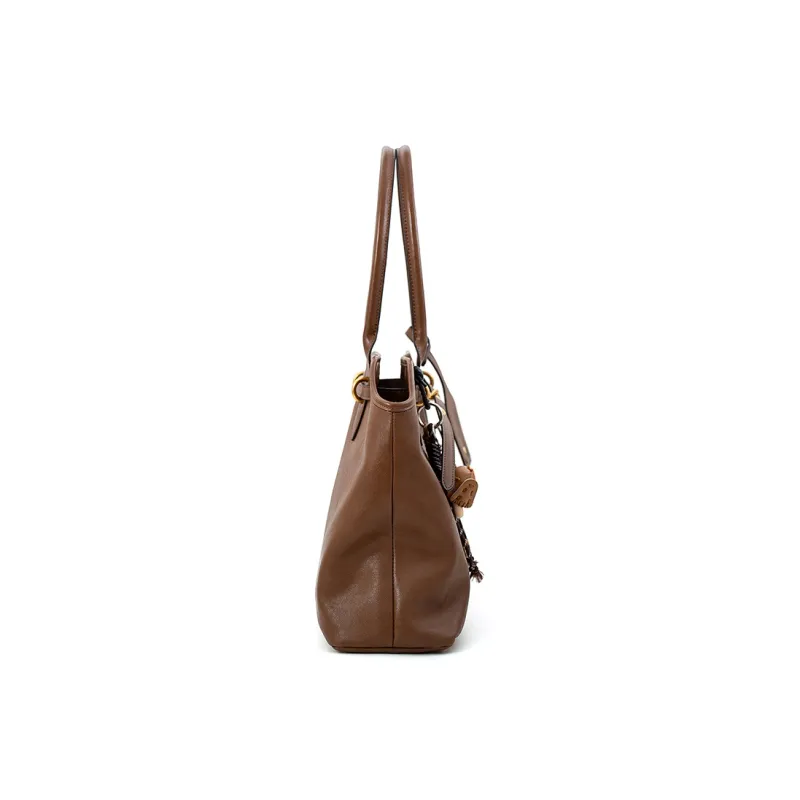 Vigno Synthetic Leather Tote Shoulder Bag Regular Women's Yellow Brown/Black/Coffee-17