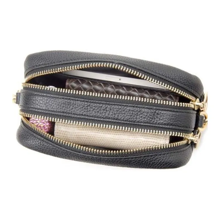 TORY BURCH Perry Litchi Grain Leather Clutch, Crossbody Bag, Shoulder Bag Women's Black-3