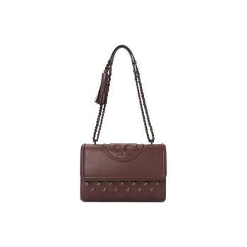 TORY BURCH Fleming Leather Handbag Shoulder Bag Women's Burgundy