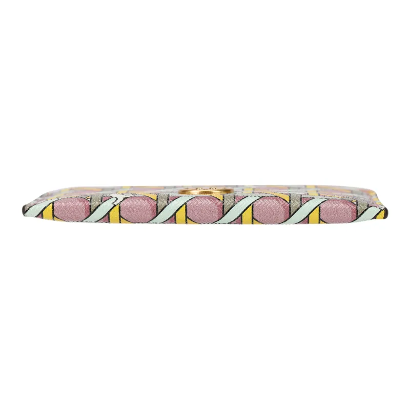 TORY BURCH Robinson Leather Storage Card Holder Mini Women's Pink Multicolor-4