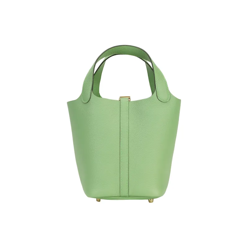 HERMES Picotin Lock Maurice Bullock Leather Basket Bag, Bucket Bag, Handbag Women's 3I Vert Criquet Avocado Green-4