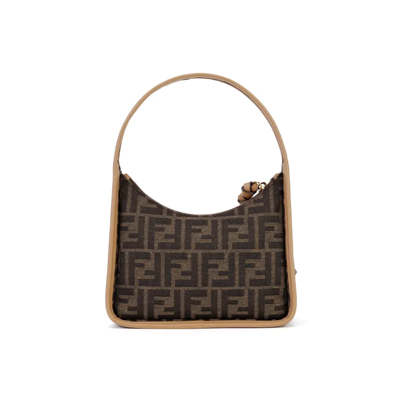 FENDI Polyester With Cotton Crescent Bag Shoulder Bag Handbag Mini Women's Brown-5