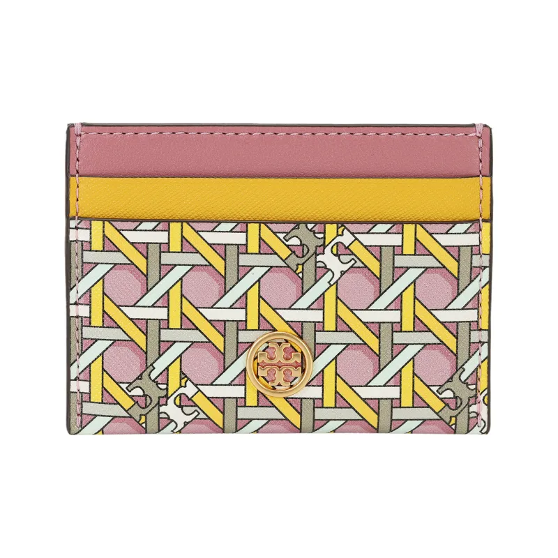 TORY BURCH Robinson Leather Storage Card Holder Mini Women's Pink Multicolor-0