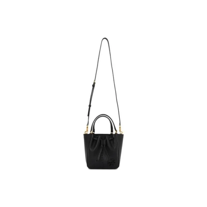 TORY BURCH McGraw Leather Tote Bag, Shopping Bag, Bucket Bag, Crossbody Bag, Shoulder Bag, Handbag Mini Women's Black-1