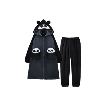 Qiao Ni Tong Pajama Set Men's Black Gray Color