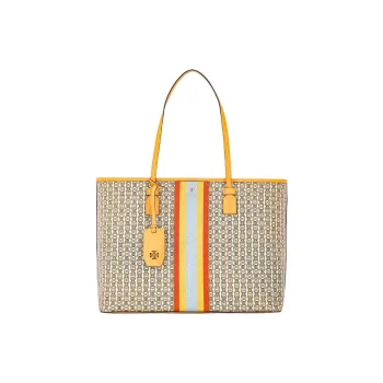 TORY BURCH Gemini Link Coated Canvas Tote Bag, Shopping Bag, Handbag, Shoulder Bag Women's Yellow