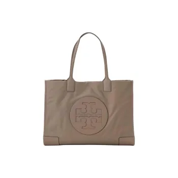 TORY BURCH Ella Nylon With Leather Tote Bag, Shopping Bag, Handbag, Shoulder Bag Women's Gray