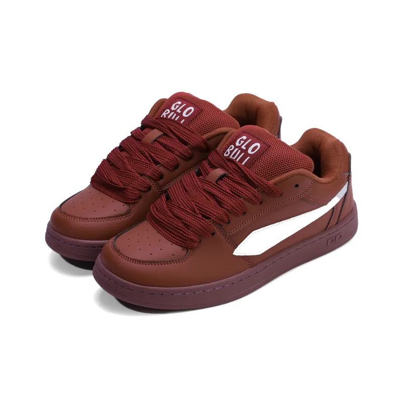 GLO BULL Skateboard Shoes Unisex Low Top Dark Red-2
