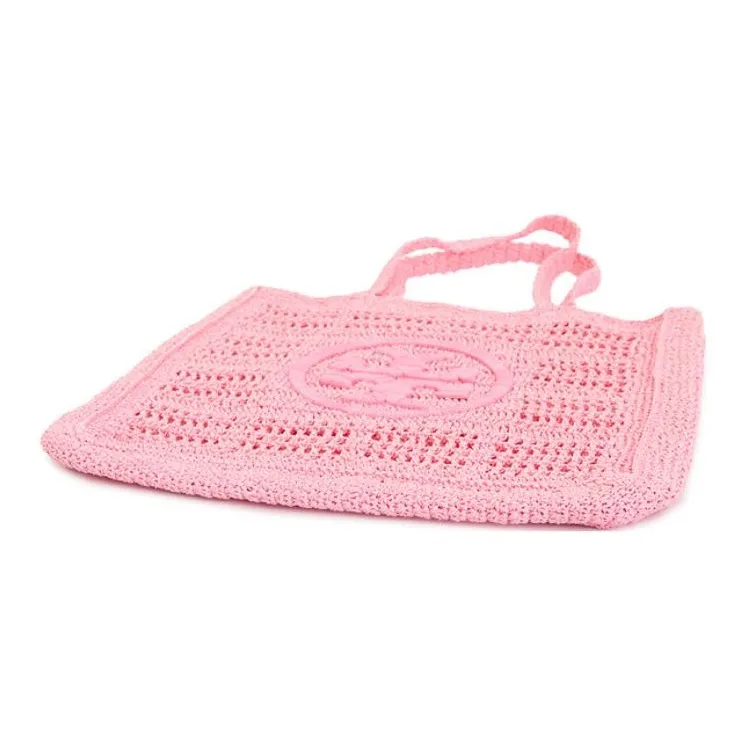 TORY BURCH Ella Raffia Tote Bag, Shopping Bag, Handbag, Shoulder Bag Regular Women's Pink-4
