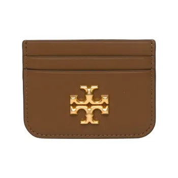 TORY BURCH Eleanor Leather Card Holder Unisex Camel Deer Brown