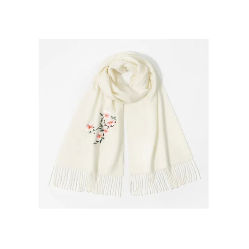 Shanghai Story Sheep Wool Knit Scarves Women's Enchanting Floral Melody-3