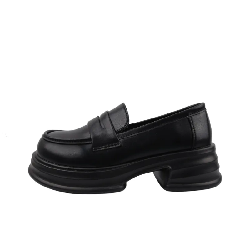SHUMO Loafers 5.5CM Women's Black-8