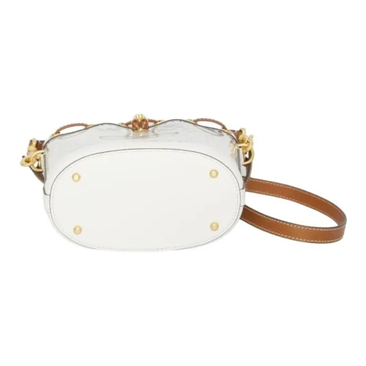 TORY BURCH T Monogram Genuine Leather Trim Bucket Bags Shoulder Bag Crossbody Bag Handbag Women's Transparent-2