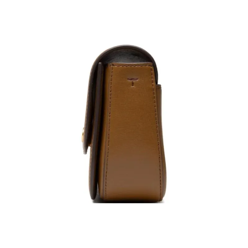 TORY BURCH Leather Chain Bag Shoulder Bag Crossbody Bag Medium Size Women's Brown-3