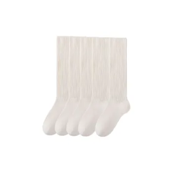 Cheemy Free Knee High Socks Women's 5 Pack Milk White