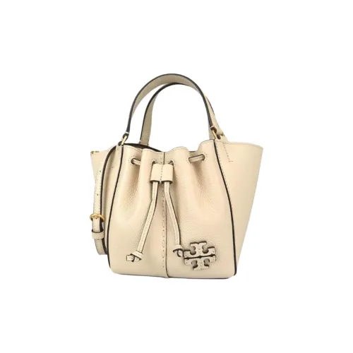 TORY BURCH McGraw Cow Leather Bucket Bag, Tote Bag, Shopping Bag, Crossbody Handbag Mini Women's Cream White