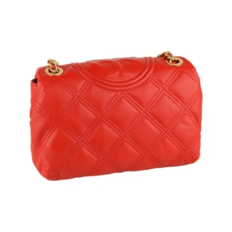 TORY BURCH Fleming Sheepskin One Shoulder Handbag, Crossbody Bag Trumpets Women's Vermilion-1