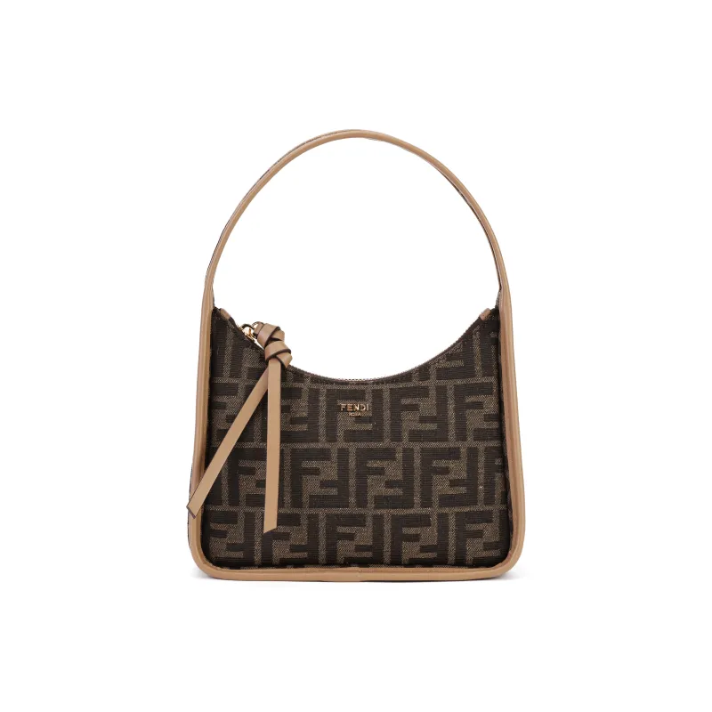 FENDI Polyester With Cotton Crescent Bag Shoulder Bag Handbag Mini Women's Brown-1