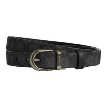 COACH Coated Canvas Leather Belts Unisex Black 2.5CM