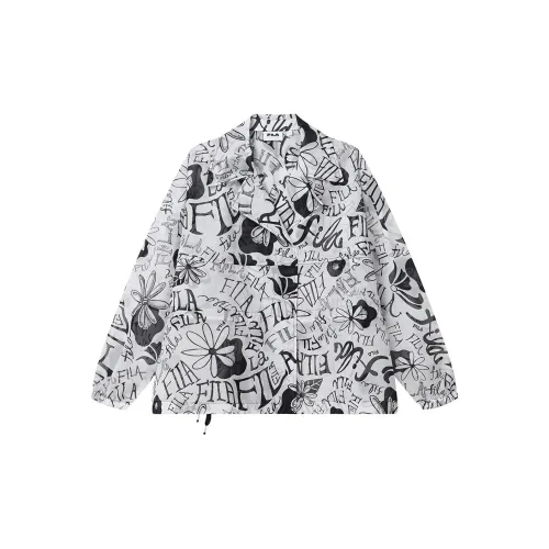 FILA Jackets Women's Black/White Floral Script