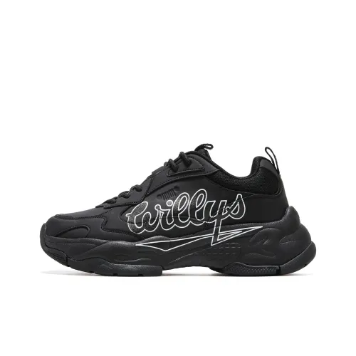 JEEP SPIRIT Anti Slip Wear Resistant Water Resistant Height Increasing Low Top Chunky Sneakers Men's Black