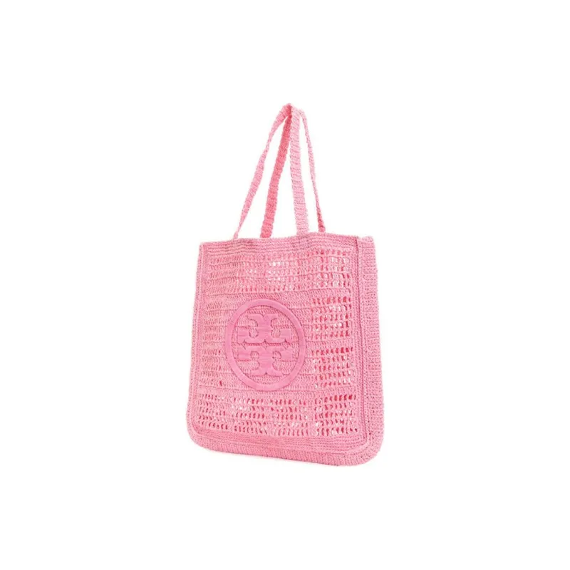 TORY BURCH Ella Raffia Tote Bag, Shopping Bag, Handbag, Shoulder Bag Regular Women's Pink-1