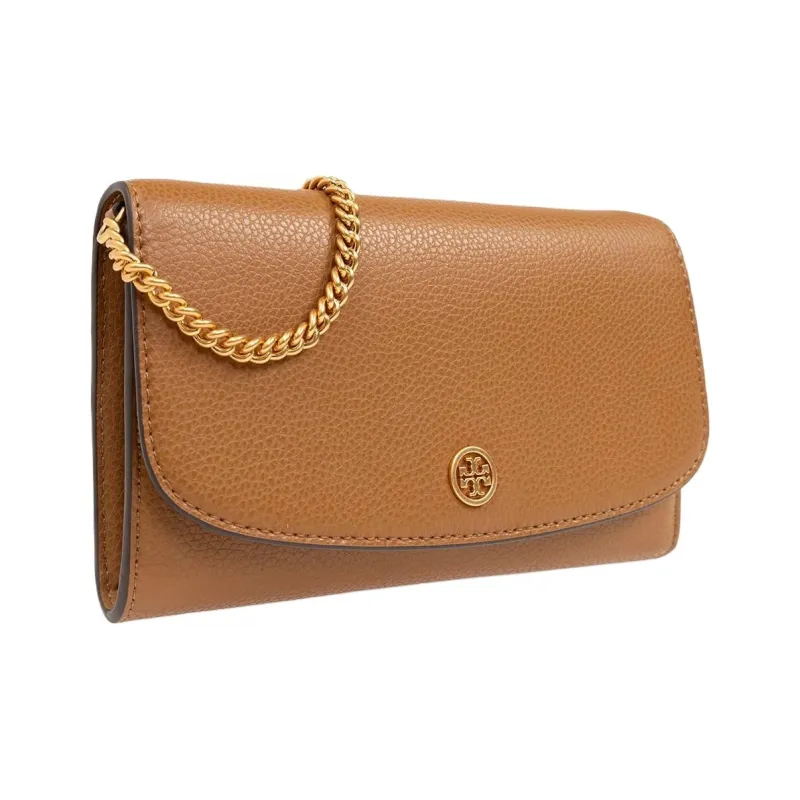 TORY BURCH Robinson Litchi Grain Leather With Calfskin Wallet Women's Tiger's Eye Stone-1