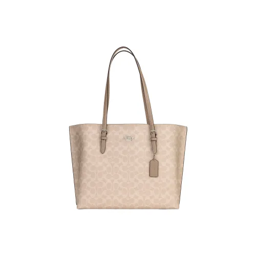 COACH Mollie Artificial Leather Handbag, Shoulder Bag Large Size Women's Taupe