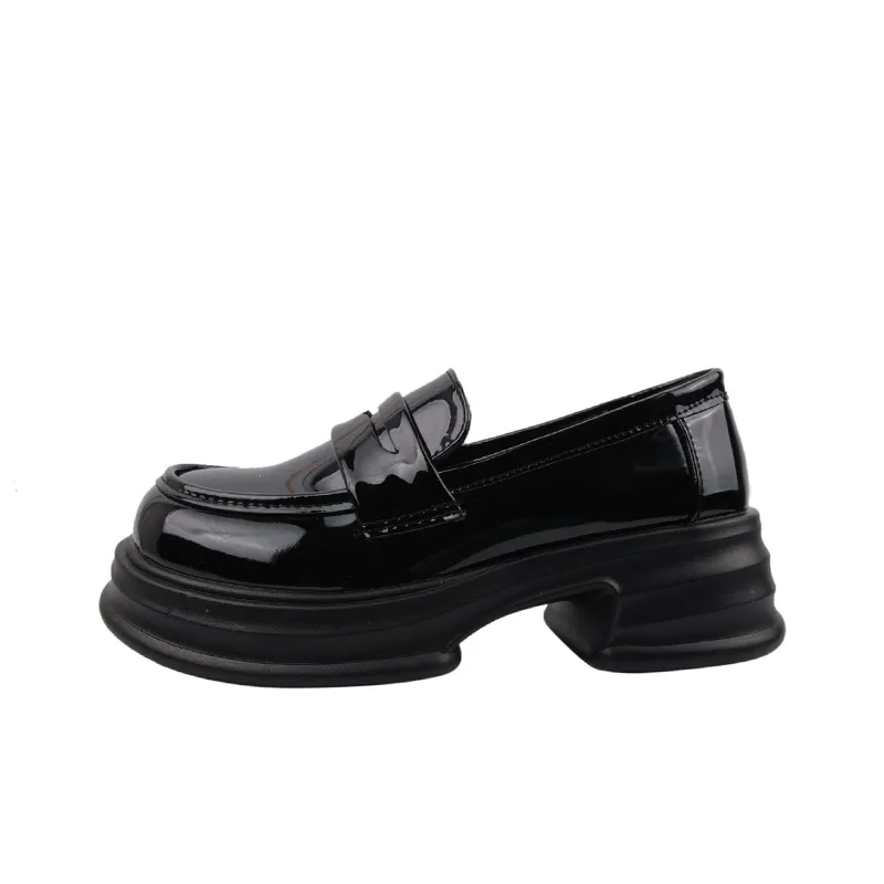 SHUMO Loafers 5.5CM Women's Black-0