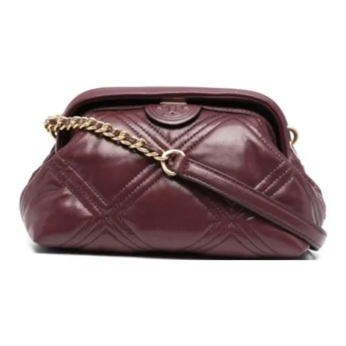 TORY BURCH Fleming Glazed Surface Nappa Leather Shoulder Bag, Crossbody Bag Trumpets Women's Burgundy