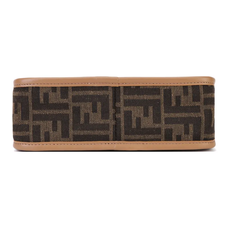 FENDI Polyester With Cotton Crescent Bag Shoulder Bag Handbag Mini Women's Brown-7