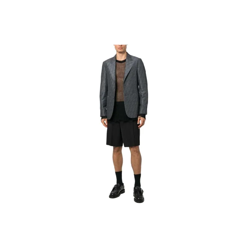FENDI Logo Jacquard Single Breasted Jacket-2