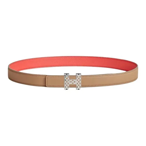 HERMES Calfskin Leather Belts Women's Chaï / Vert Criquet Width 2.4CM