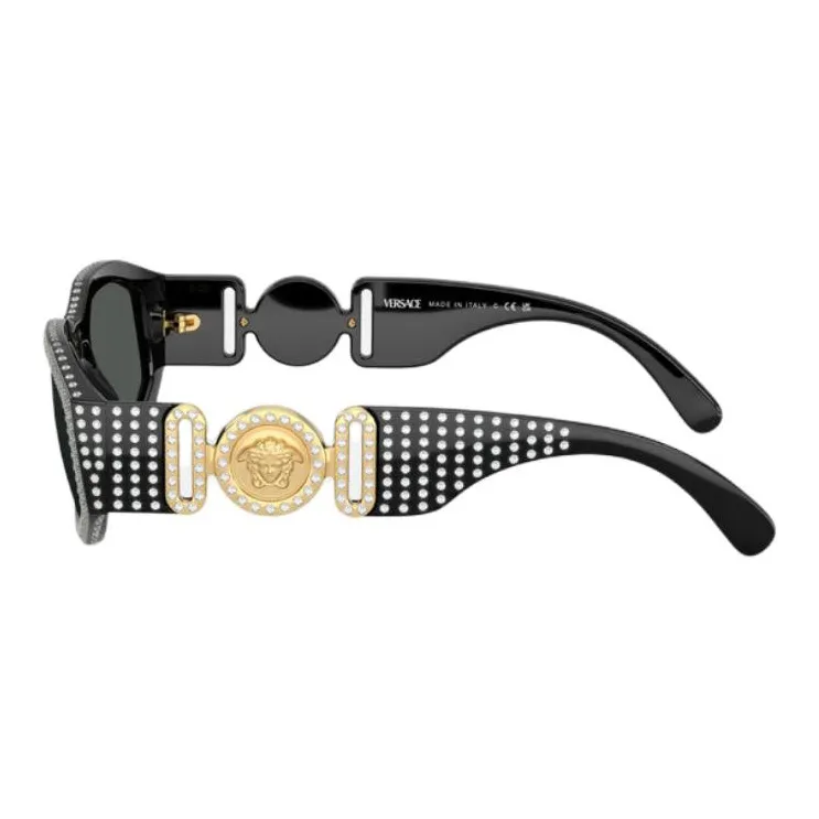 VERSACE Nylon Crystal Irregular Shape Sunglasses Men's Black-2