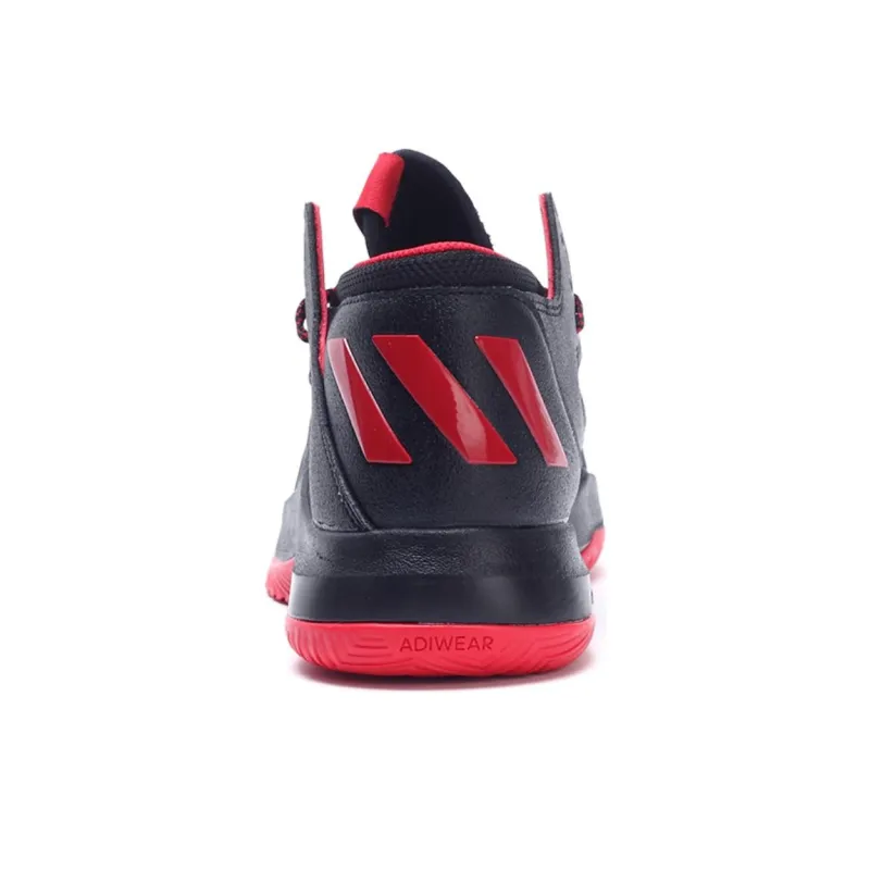 Adidas D Rose Menace 2 Anti Slip Wear Resistant Mid Top Basketball Shoes Men's Black Red-4
