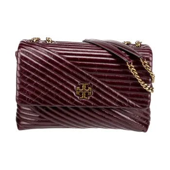 TORY BURCH Kira Leather Shoulder Bag Women's Burgundy
