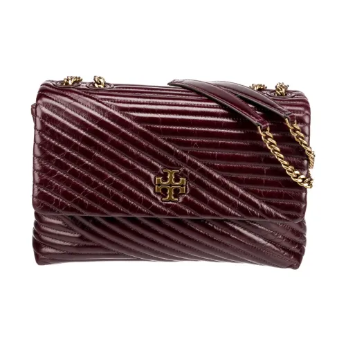 TORY BURCH Kira Leather Shoulder Bag Women's Burgundy