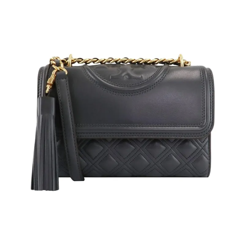 TORY BURCH Fleming Leather Crossbody Bag Shoulder Bag Women's Gray-0