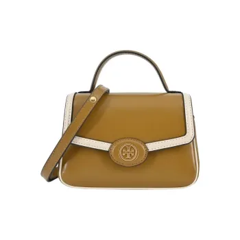 TORY BURCH Robinson Calfskin Crossbody One Shoulder Handbags Small Size Women's Khaki