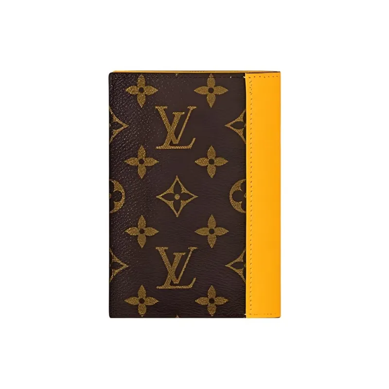 LOUIS VUITTON Coated Canvas With Cow Leather Passport Holder Men's Matte Yellow-2