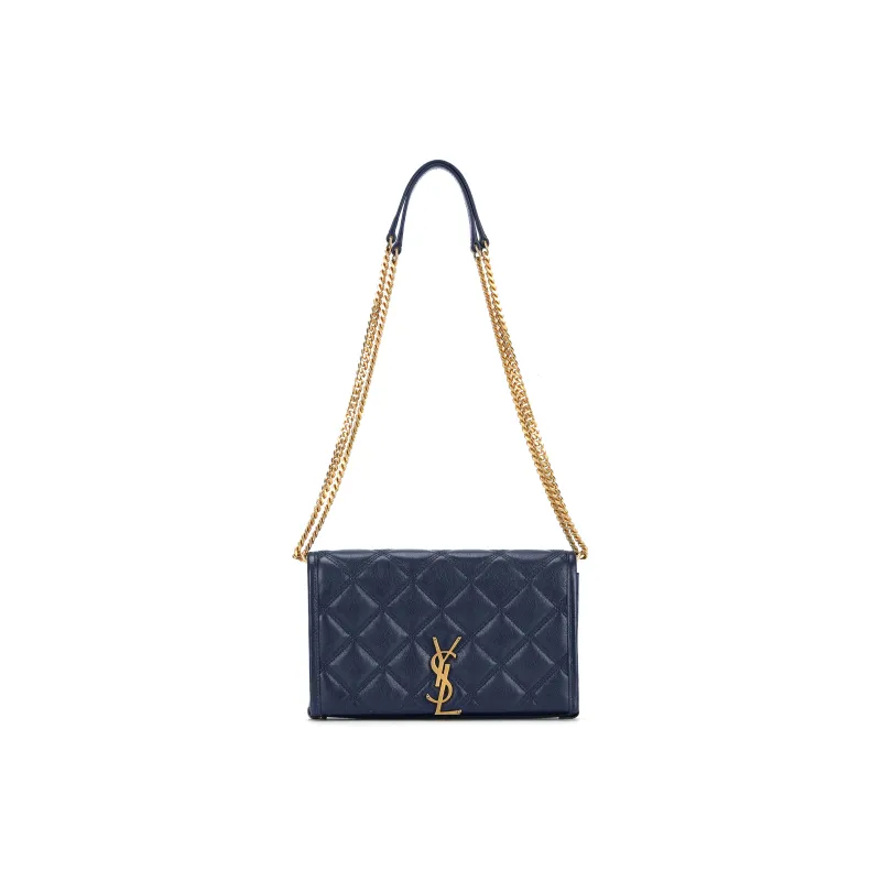 SAINT LAURENT Sheepskin Shoulder Bag, Crossbody Bag Women's Blue-0