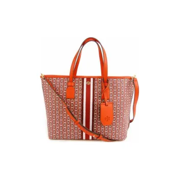 TORY BURCH Gemini Link Coated Canvas Tote Bag, Shopping Bag, Handbag, Shoulder Bag Women's True Red Multicolor