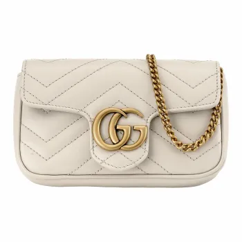 GUCCI GG Marmont Leather Shoulder Bag, Crossbody Bag Extra Mini Women's Light Gray