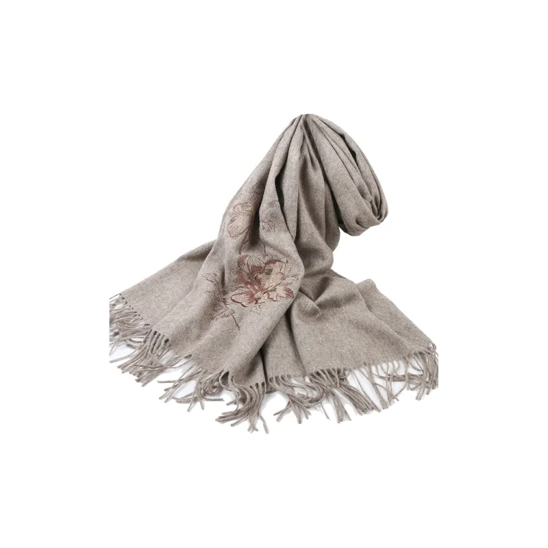 Shanghai Story 100% Sheep Wool Shawls Women's Encounter The Bloom, Nude-21