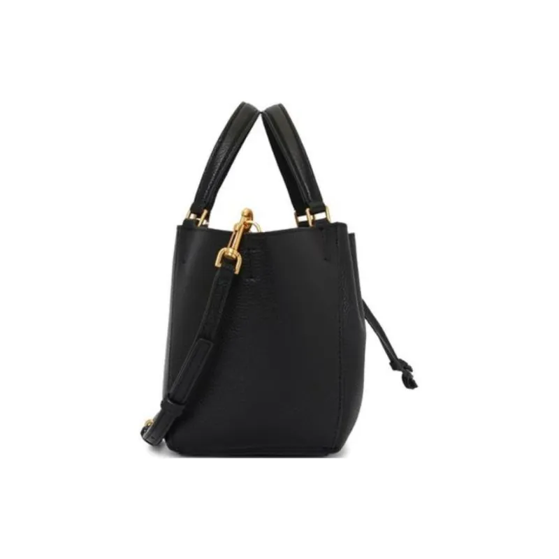 TORY BURCH McGraw Leather Tote Bag, Shopping Bag, Bucket Bag, Crossbody Bag, Shoulder Bag, Handbag Mini Women's Black-3