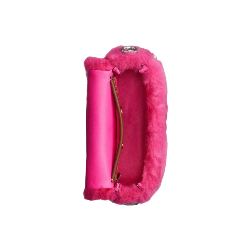 COACH LIL NAS Collaboration Shearling Shoulder Bag, Crossbody Bag, Handbag Mini Women's Bright Fuchsia-3