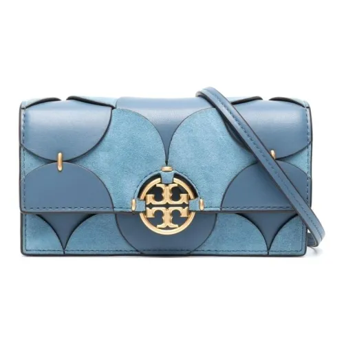 TORY BURCH Miller Suede Bonded Leather Wallets Shoulder Bag Crossbody Bag Regular Women's Blue